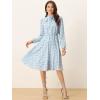 imageAllegra K Womens Tie Neck Dresses Chiffon Long Sleeve Belted Vintage Floral DressLight Blue