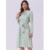 imageAllegra K Womens Tie Neck Dresses Chiffon Long Sleeve Belted Vintage Floral DressLight Green