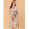 imageAllegra K Womens Tie Neck Dresses Chiffon Long Sleeve Belted Vintage Floral DressPink
