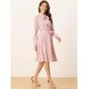 imageAllegra K Womens Tie Neck Dresses Chiffon Long Sleeve Belted Vintage Floral DressPinks
