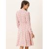imageAllegra K Womens Tie Neck Dresses Chiffon Long Sleeve Belted Vintage Floral DressPinks