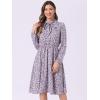 imageAllegra K Womens Tie Neck Dresses Chiffon Long Sleeve Belted Vintage Floral DressPurples