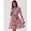 imageAllegra K Womens Tie Neck Dresses Chiffon Long Sleeve Belted Vintage Floral DressRed