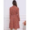 imageAllegra K Womens Tie Neck Dresses Chiffon Long Sleeve Belted Vintage Floral DressRed White