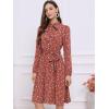 imageAllegra K Womens Tie Neck Dresses Chiffon Long Sleeve Belted Vintage Floral DressRed White