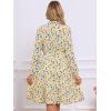 imageAllegra K Womens Tie Neck Dresses Chiffon Long Sleeve Belted Vintage Floral DressWhite Yellow