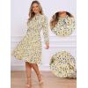 imageAllegra K Womens Tie Neck Dresses Chiffon Long Sleeve Belted Vintage Floral DressWhite Yellow