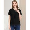 imageAllegra K Womens Tie Neck Summer Tassel 34 Sleeve Casual Blouse Fringe Boho TopBlack