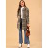 imageAllegra K Womens Turnover Collar Winter Elegant Woolen Blend Long Plaid CoatCoffee