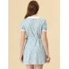 imageAllegra K Womens Valentines Day Cotton Collared Floral Print Button Down Belted Waist Shirt DressBlue