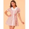 imageAllegra K Womens Valentines Day Cotton Collared Floral Print Button Down Belted Waist Shirt DressPink