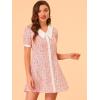 imageAllegra K Womens Valentines Day Cotton Collared Floral Print Button Down Belted Waist Shirt DressPink