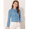 imageAllegra K Womens Work Button Down Shirt Lace Trim Business Casual Long Sleeve Blouse TopGray Blue