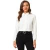 imageAllegra K Womens Work Button Down Shirt Lace Trim Business Casual Long Sleeve Blouse TopWhite