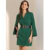 imageAllegra K Womens Work Dresses Slit Sleeve 2025 Fall Belted Double Breasted Business Blazer DressGreen