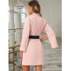 imageAllegra K Womens Work Dresses Slit Sleeve 2025 Fall Belted Double Breasted Business Blazer DressPink