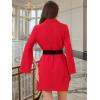 imageAllegra K Womens Work Dresses Slit Sleeve 2025 Fall Belted Double Breasted Business Blazer DressRed
