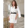 imageAllegra K Womens Work Dresses Slit Sleeve 2025 Fall Belted Double Breasted Business Blazer DressWhite