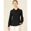 imageAllegra K Womens Work Office Tops Bow Tie Neck Button Decor Casual 2024 Spring Long Sleeve Shirt BlousesBlack