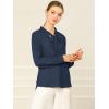 imageAllegra K Womens Work Office Tops Bow Tie Neck Button Decor Casual 2024 Spring Long Sleeve Shirt BlousesDeep Blue