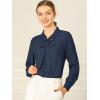 imageAllegra K Womens Work Office Tops Bow Tie Neck Button Decor Casual 2024 Spring Long Sleeve Shirt BlousesDeep Blue