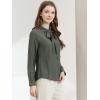 imageAllegra K Womens Work Office Tops Bow Tie Neck Button Decor Casual 2024 Spring Long Sleeve Shirt BlousesGrey Green