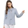 imageAllegra K Womens Work Office Tops Bow Tie Neck Button Decor Casual 2024 Spring Long Sleeve Shirt BlousesLight Blue