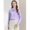 imageAllegra K Womens Work Office Tops Bow Tie Neck Button Decor Casual 2024 Spring Long Sleeve Shirt BlousesLight Purple