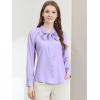 imageAllegra K Womens Work Office Tops Bow Tie Neck Button Decor Casual 2024 Spring Long Sleeve Shirt BlousesLight Purple
