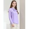 imageAllegra K Womens Work Office Tops Bow Tie Neck Button Decor Casual 2024 Spring Long Sleeve Shirt BlousesLight Purple