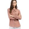 imageAllegra K Womens Work Office Tops Bow Tie Neck Button Decor Casual 2024 Spring Long Sleeve Shirt BlousesPink