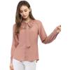 imageAllegra K Womens Work Office Tops Bow Tie Neck Button Decor Casual 2024 Spring Long Sleeve Shirt BlousesPink