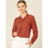 imageAllegra K Womens Work Office Tops Bow Tie Neck Button Decor Casual 2024 Spring Long Sleeve Shirt BlousesRed