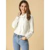 imageAllegra K Womens Work Office Tops Bow Tie Neck Button Decor Casual 2024 Spring Long Sleeve Shirt BlousesWhite