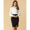 imageAllegra K Womens Work Office Tops Bow Tie Neck Button Decor Casual 2024 Spring Long Sleeve Shirt BlousesWhite