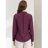 imageAllegra K Womens Work Office Tops Bow Tie Neck Button Decor Casual 2024 Spring Long Sleeve Shirt BlousesWine