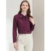 imageAllegra K Womens Work Office Tops Bow Tie Neck Button Decor Casual 2024 Spring Long Sleeve Shirt BlousesWine