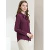 imageAllegra K Womens Work Office Tops Bow Tie Neck Button Decor Casual 2024 Spring Long Sleeve Shirt BlousesWine