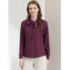 imageAllegra K Womens Work Office Tops Bow Tie Neck Button Decor Casual 2024 Spring Long Sleeve Shirt BlousesWine