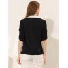 imageAllegra K Work Office Shirt for Womens Contrast V Neck Collared Roll Up Long Sleeve Chiffon BlouseBlack