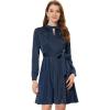 imageAllegra K Aline Dress for Womens Elegant Satin Keyhole Tie Waist Dress for WorkNavy Blue
