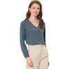 imageAllegra K Chiffon Blouse for Womens V Neck Long Sleeve Business Causal ShirtGrey Blue