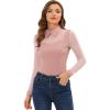 imageAllegra K Mesh Insert Tops for Womens Long Sleeves Point Collar Work BlousePink