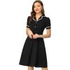 imageAllegra K Peter Pan Collar Dress for Womens Work Puff Sleeve Vintage DressesBlack