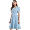 imageAllegra K Peter Pan Collar Dress for Womens Work Puff Sleeve Vintage DressesDusty Blue