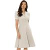 imageAllegra K Peter Pan Collar Dress for Womens Work Puff Sleeve Vintage DressesGrey