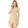 imageAllegra K Womens Boho Floral Wrap V Neck Ruffle Hem Sleeveless Mini Tulip DressYellow