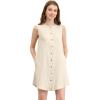 imageAllegra K Womens Button Up Shirtdress Sleeveless Tunic Denim Chambray Dress with PocketApricot