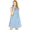 imageAllegra K Womens Button Up Shirtdress Sleeveless Tunic Denim Chambray Dress with PocketBlue