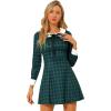 imageAllegra K Womens Christmas Peter Pan Collar Long Sleeve Mini Plaid Tartan DressGreen